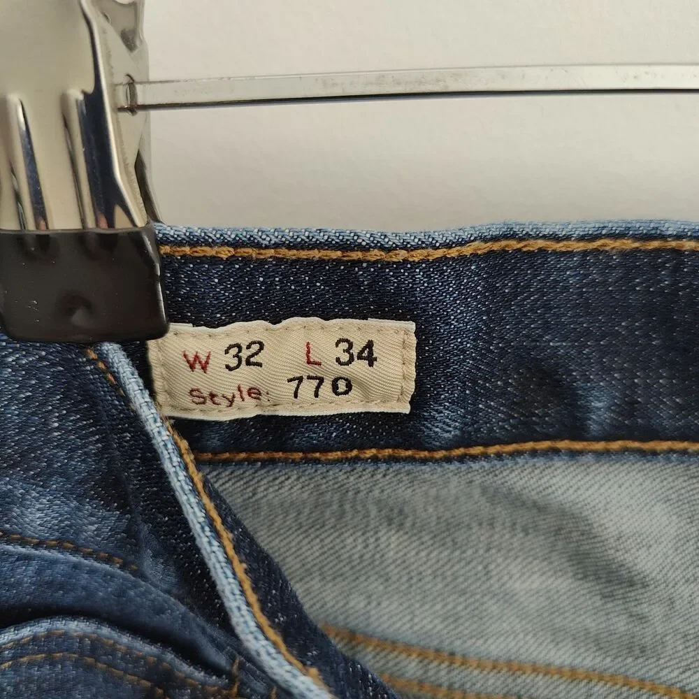 J. Crew Jeans Mens 32x33 Blue 770 Selvedge Button Fly Slim Straight Dark Wash